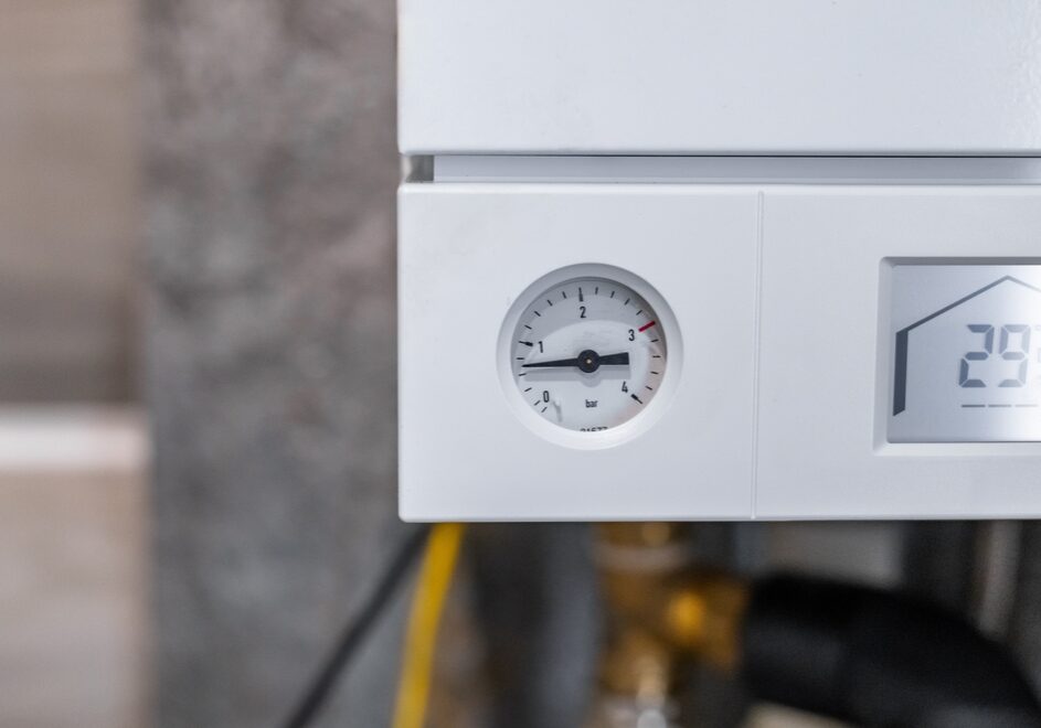 Heating,System,And,Hot,Water,Tank,In,Residential,Building.,Steel